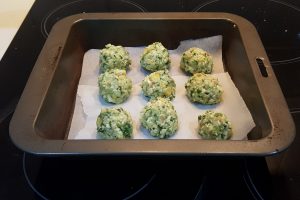Haloumi balls ready to be baked