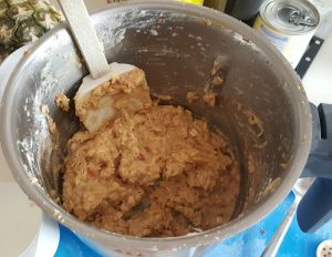 Muffin mixture after adding apple