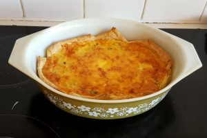 Easy Salmon Quiche fresh out of the oven
